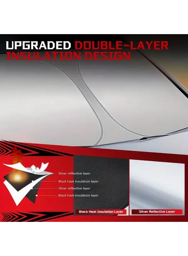 2025 Upgraded Titanium Silvery Car Sunshade 2 Layer Reflective Compact Portable Blocks UV Heat 57 09inch By 27 56inch - Image 3